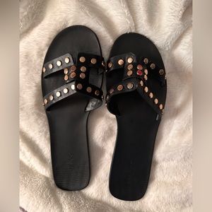 Tallulah studded, black sandals. Size 10. Never worn.